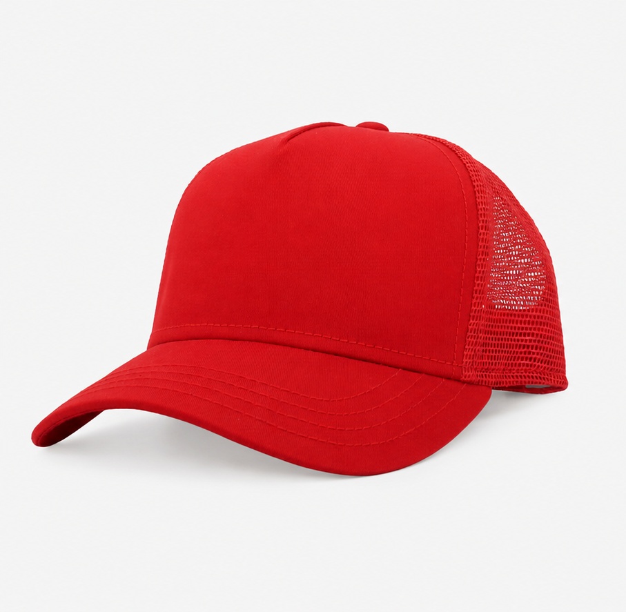 White 5-panel mesh trucker front view