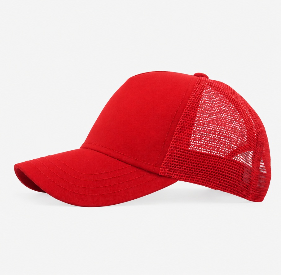 White 5-panel mesh trucker rear view