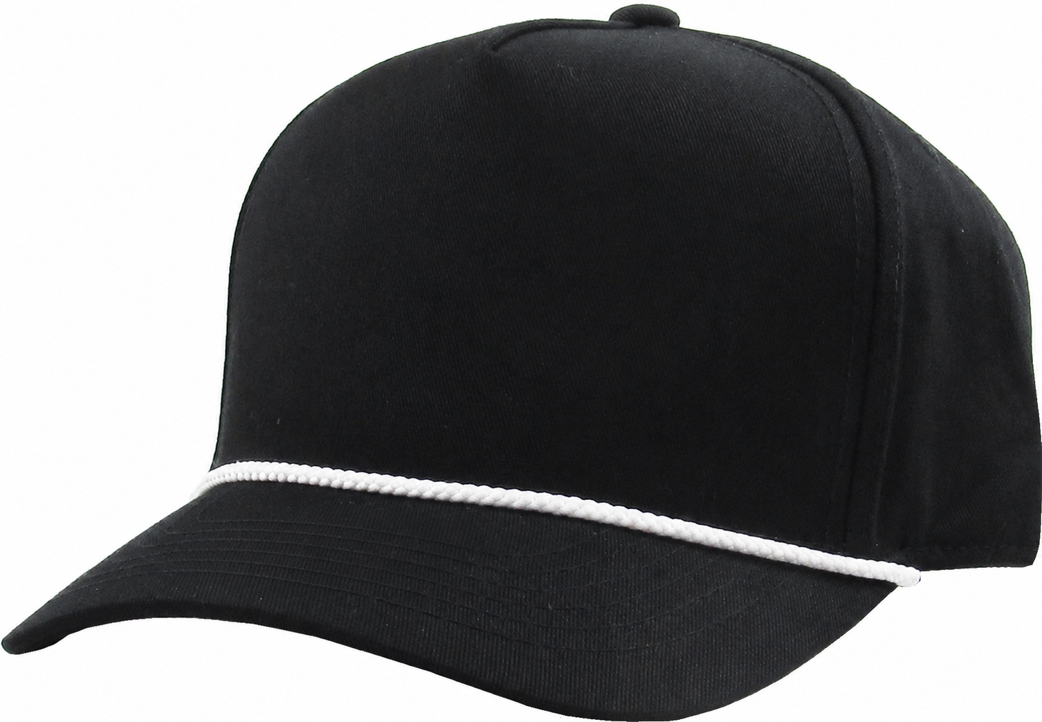 Black / White 5 panel snapback front view