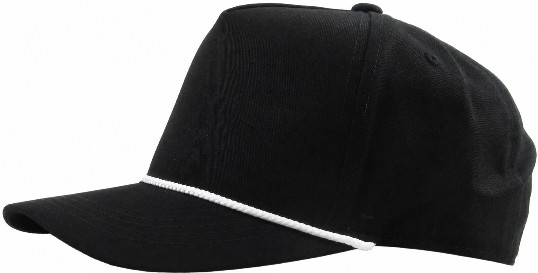Black / White 5 panel snapback rear view
