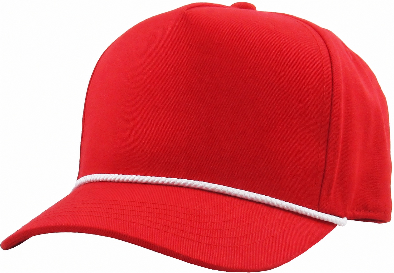 Red / White 5 panel snapback front view