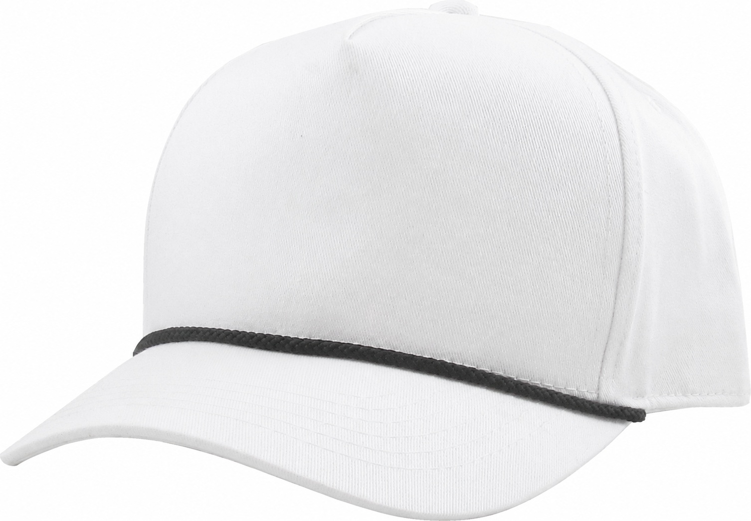 White / Black 5 panel snapback front view