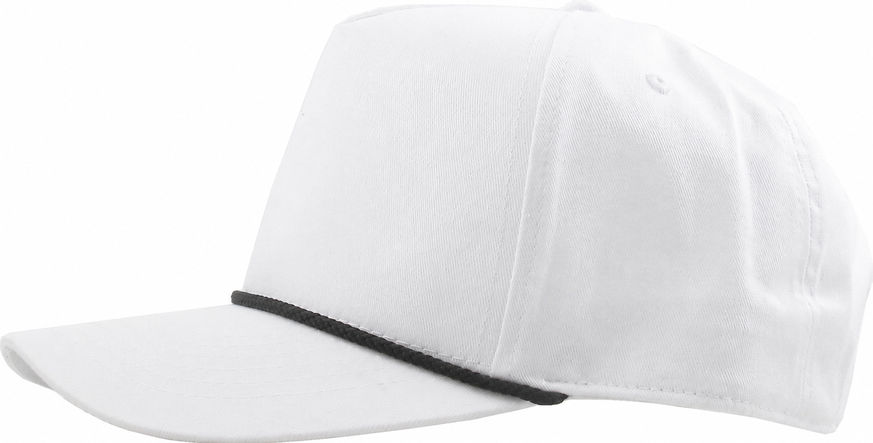 White / Black 5 panel snapback rear view