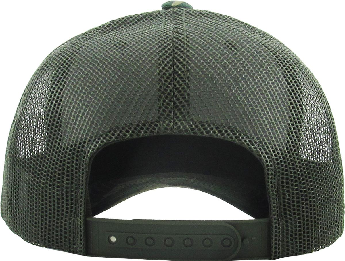Camo / Olive 6-panel mesh trucker rear view