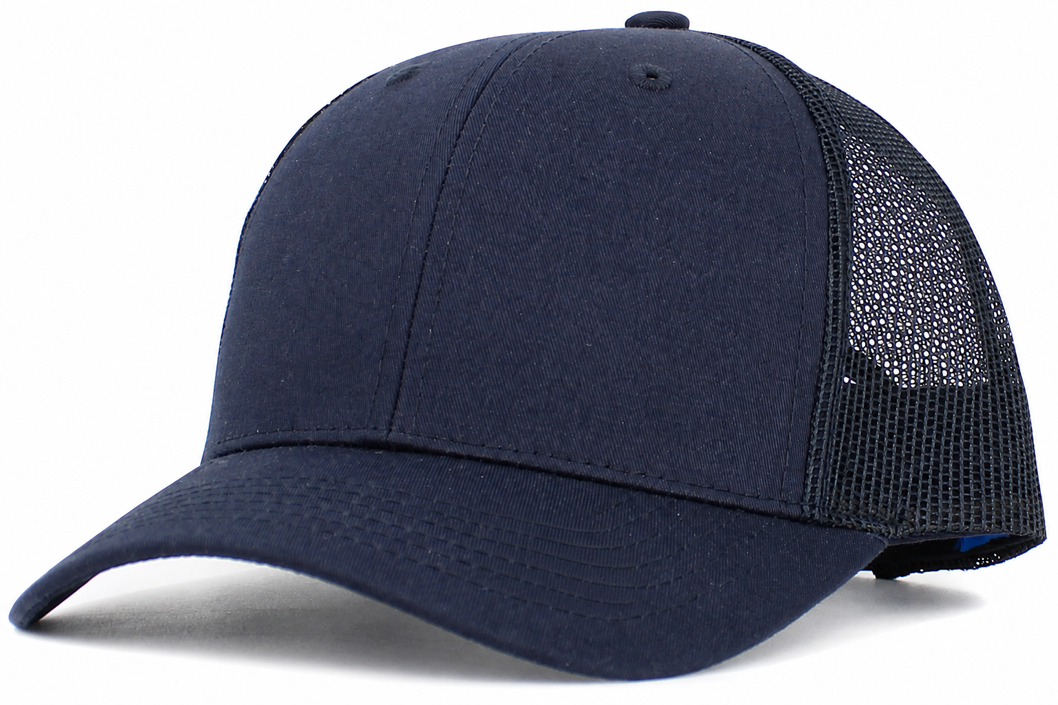 Navy / Navy 6-panel mesh trucker front view
