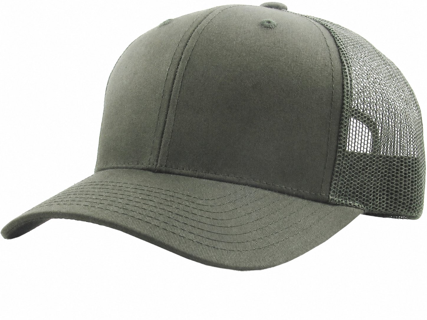 Olive / Olive 6-panel mesh trucker front view