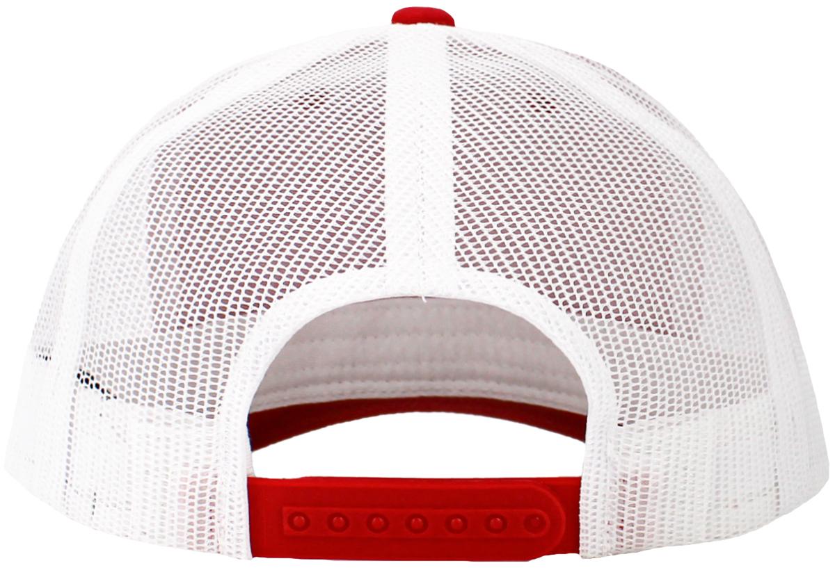 Red / White 6-panel mesh trucker rear view