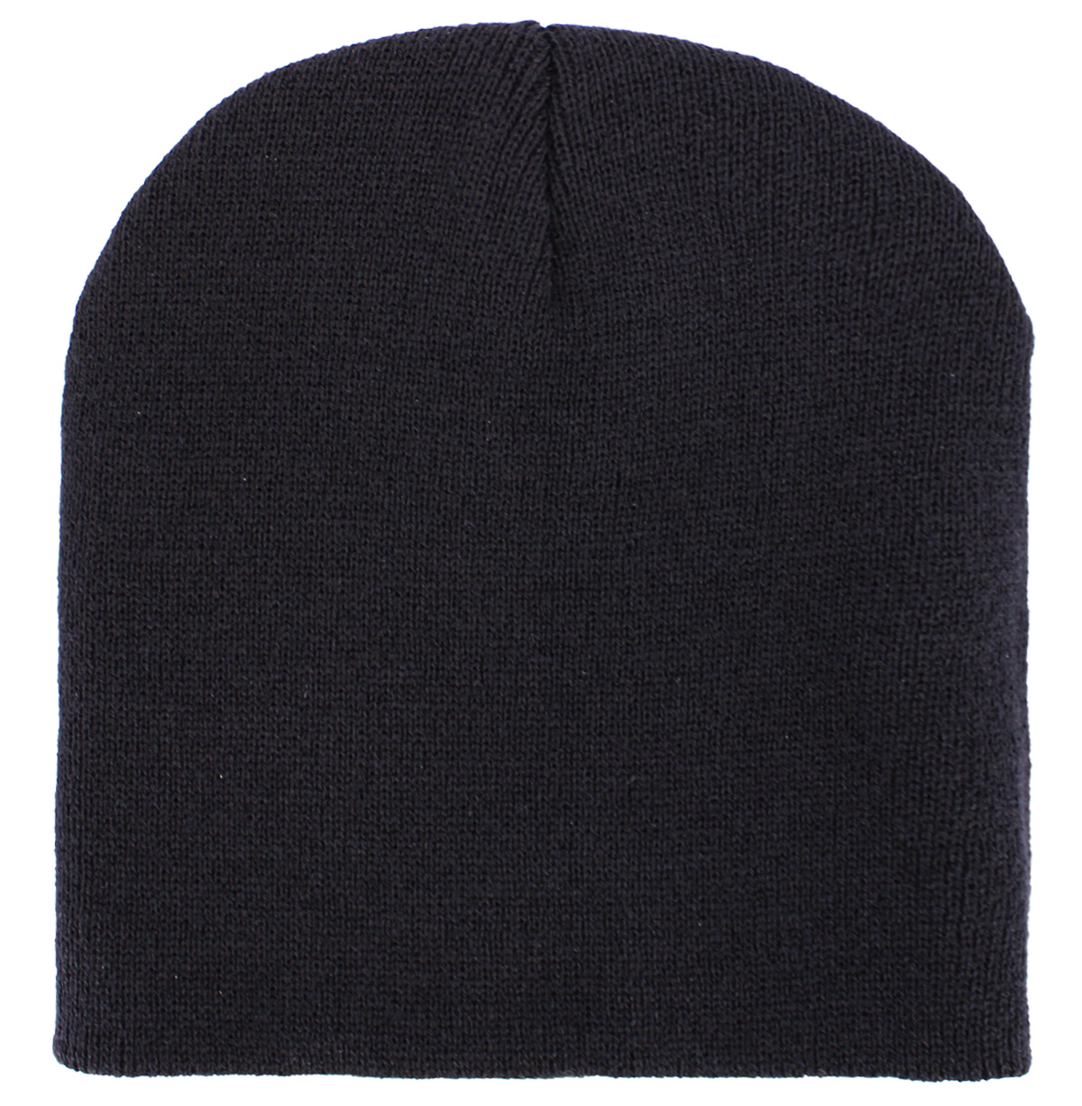 Black 8 inch beanie front view