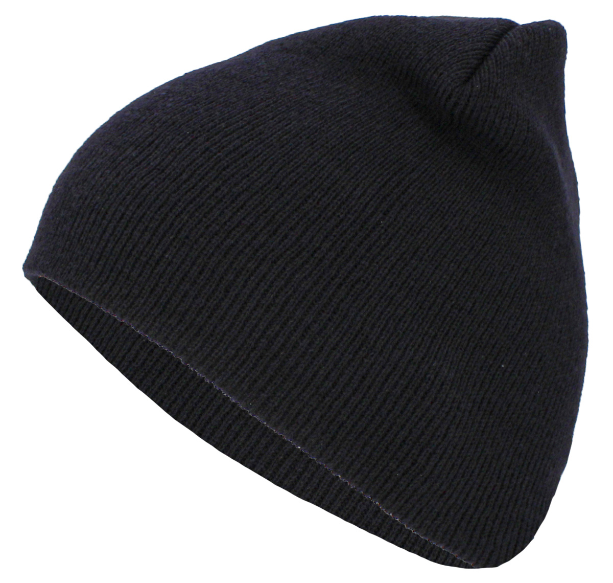 Black 8 inch beanie side view