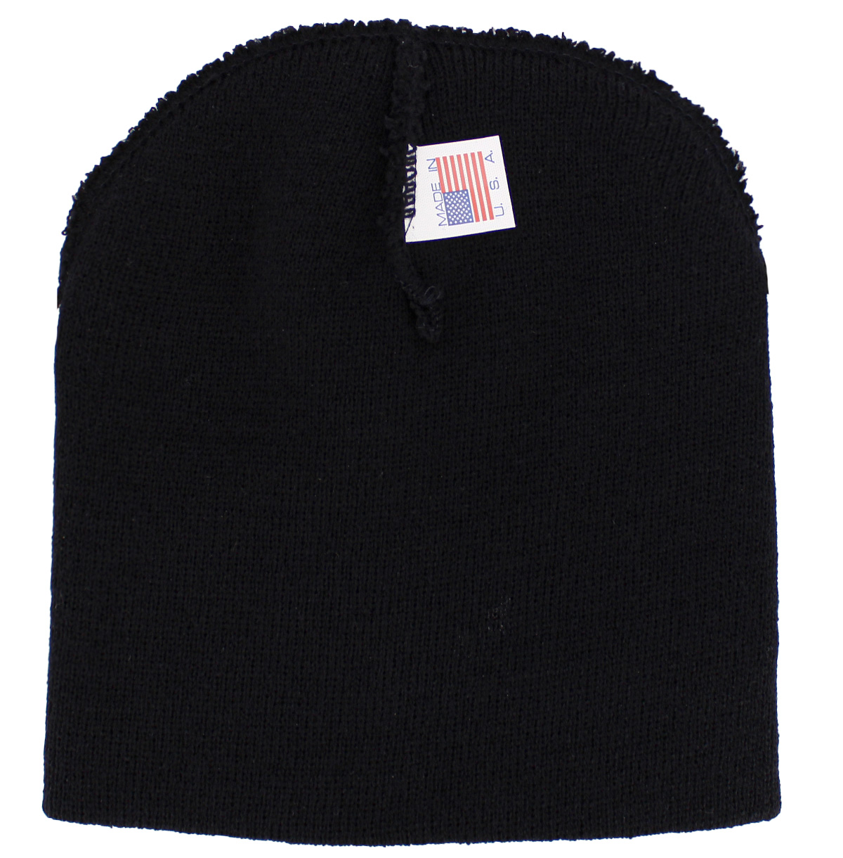 Black 8 inch beanie top view