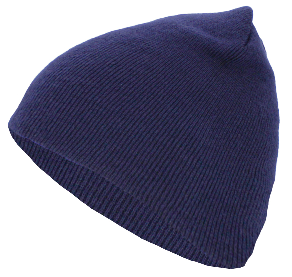 Navy 8 inch beanie side view