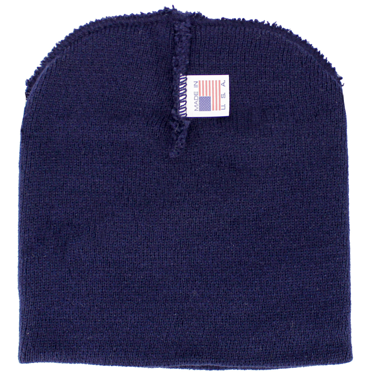 Navy 8 inch beanie top view