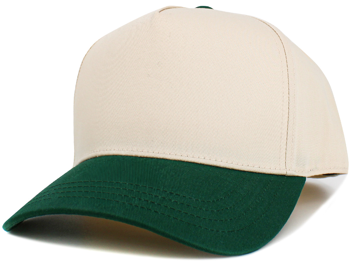 Natural / Dark Green baseball cap front view