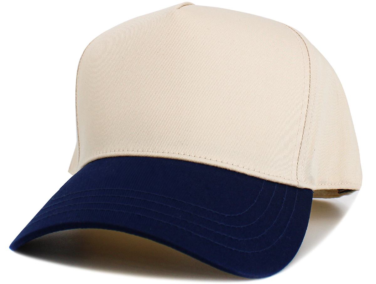Natural and navy baseball cap front view