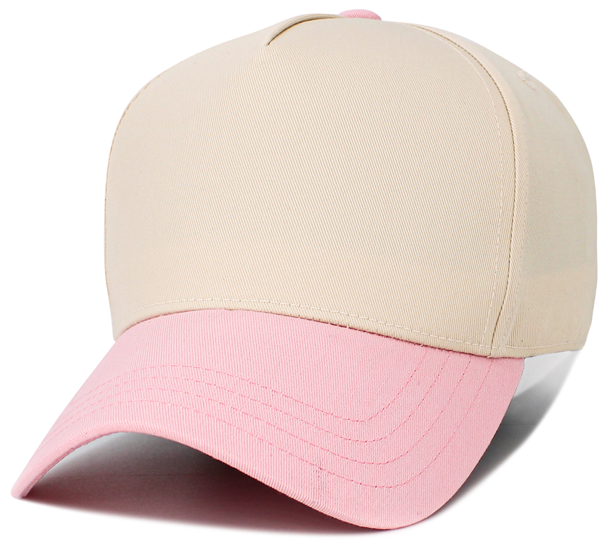 Natural / Pink baseball cap front view