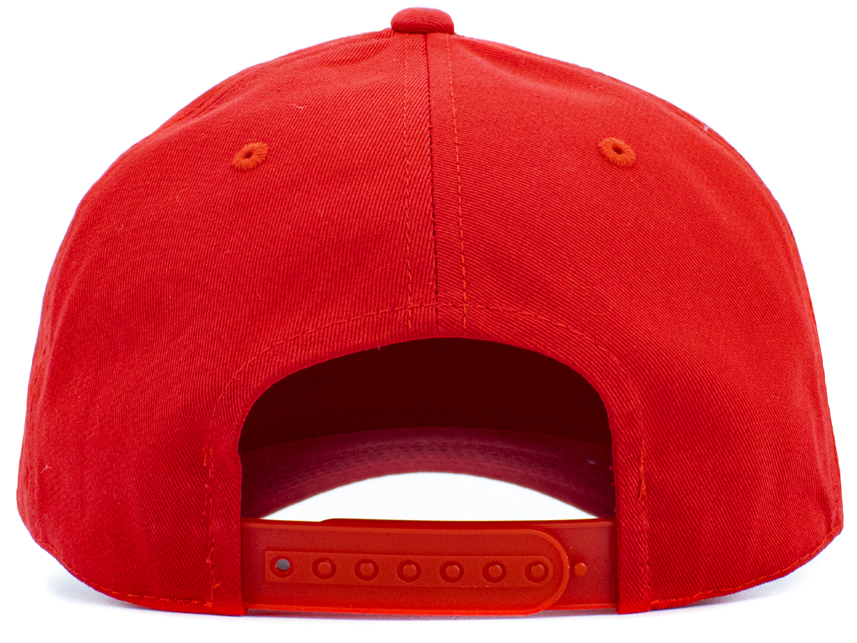 Red baseball cap rear view