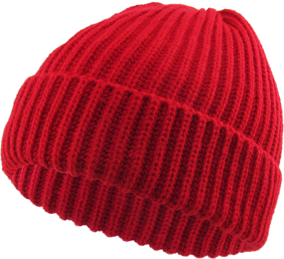 Red cuffed beanie product view