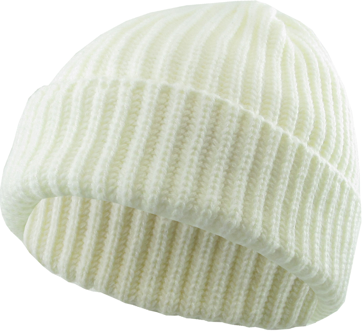White cuffed beanie product view