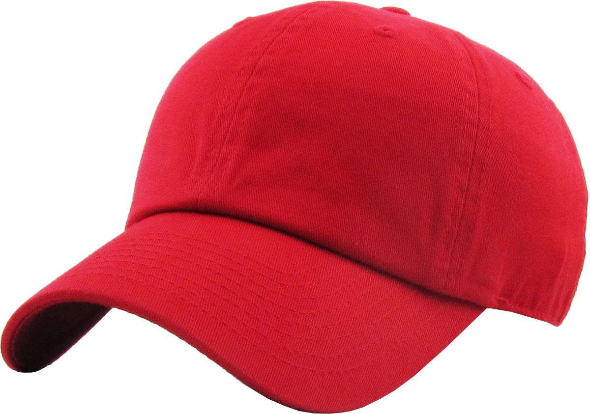 Red dad hat front view