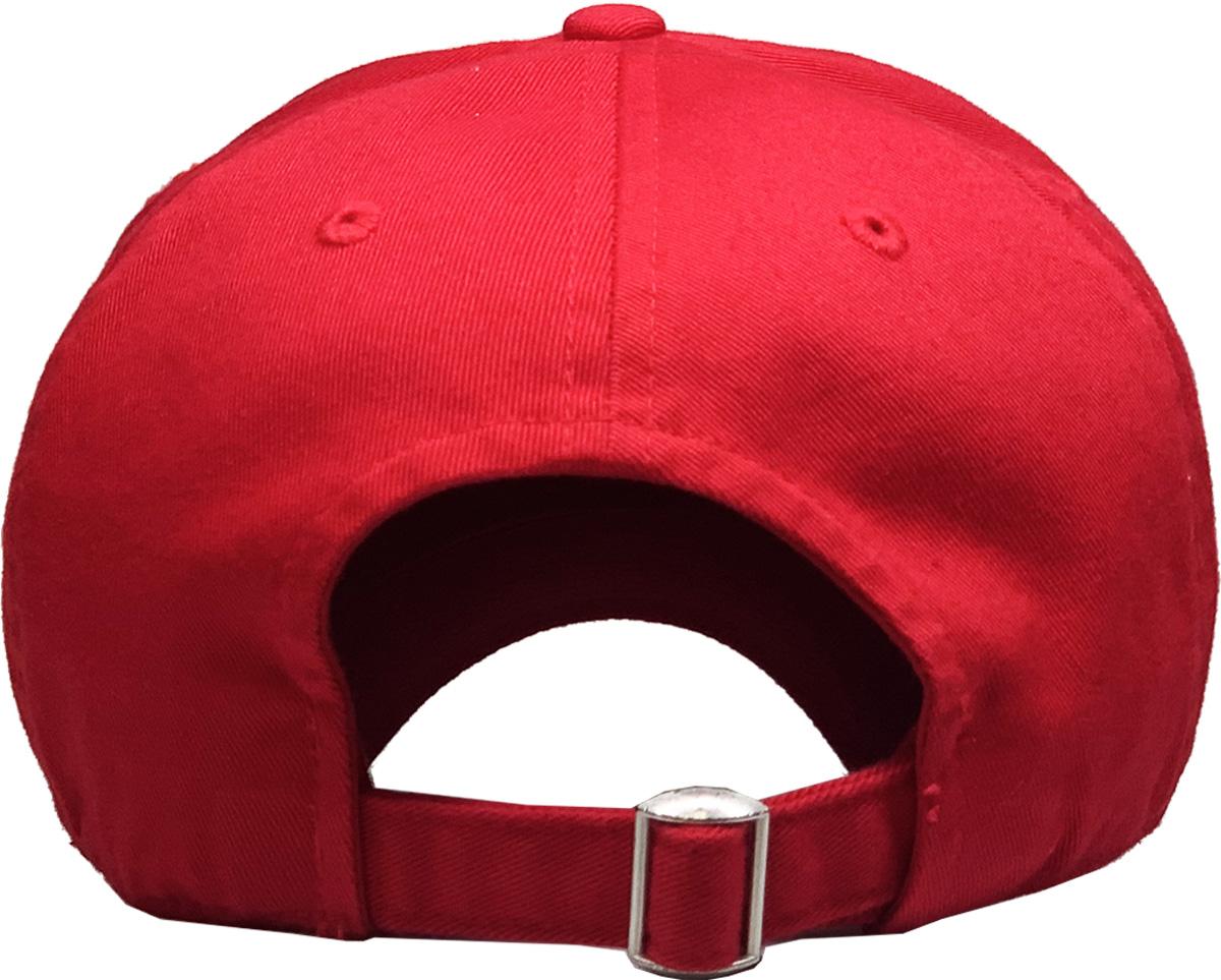 Red dad hat rear view