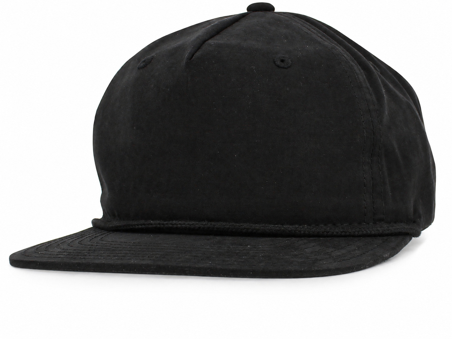 Black / Black flat bill cap front view