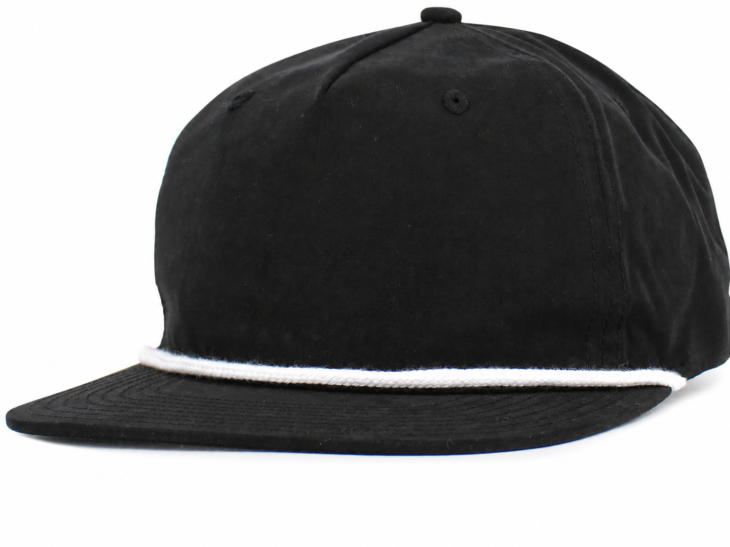 Black / White flat bill cap front view