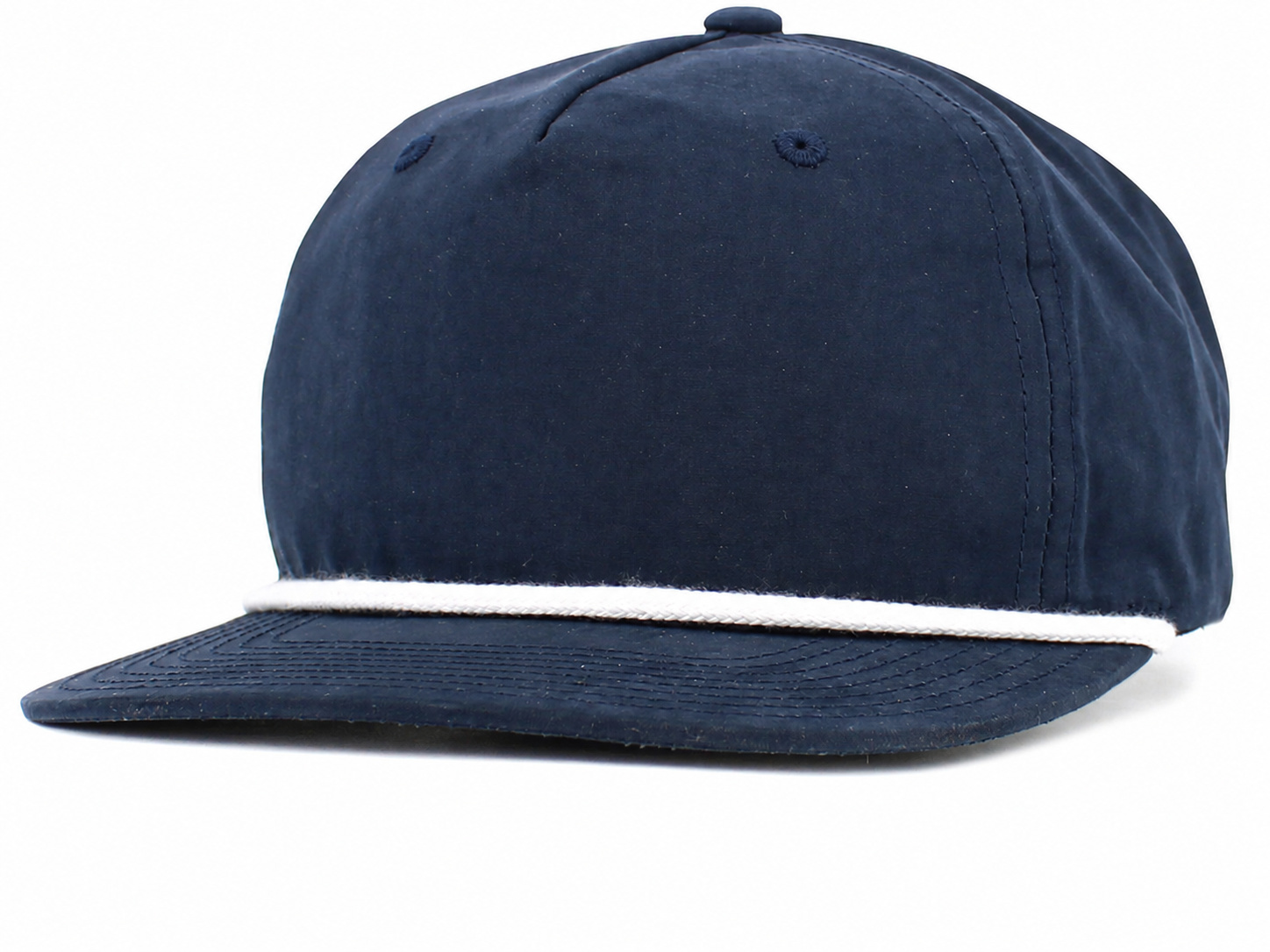 Navy / White flat bill cap front view
