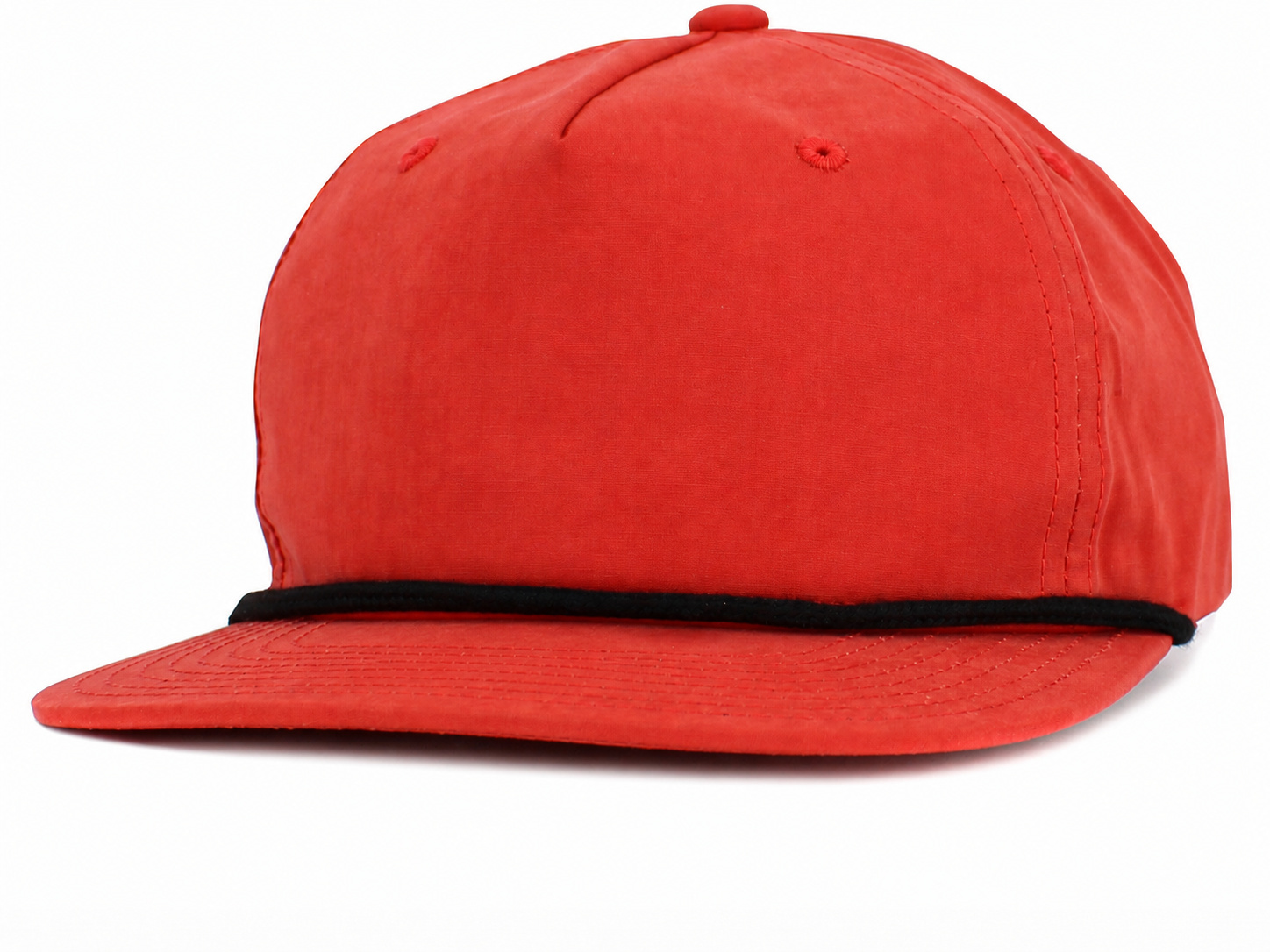 Red / Black flat bill cap front view