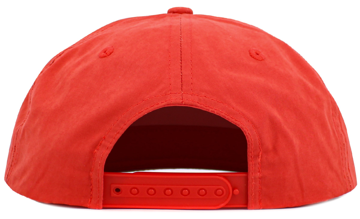 Red / Black flat bill cap rear view